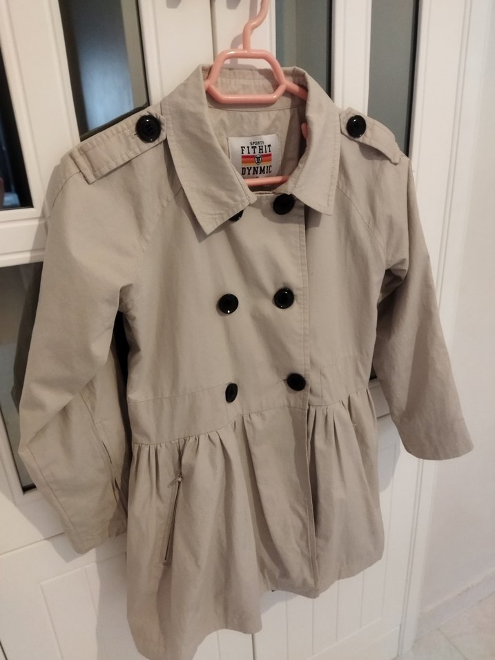 Bej Düğmeli Midi Kadın Trençkot - Görsel 5