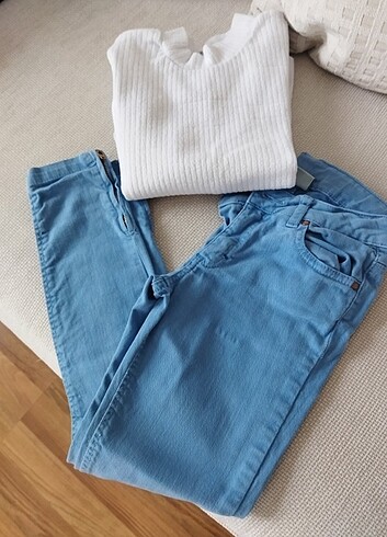 7 Yaş Beden mavi Renk Kız çocuk pantolon ve badi 