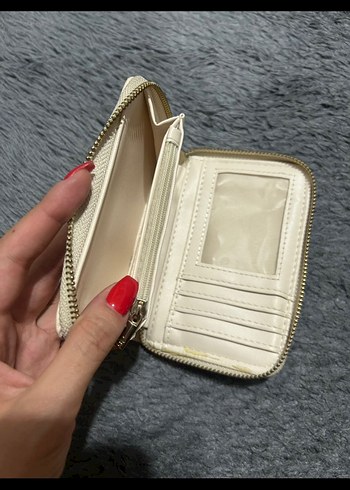 Stradivarius Beyaz Baskılı Deri Fermuarlı Kadın Cüzdanı - Görsel 7