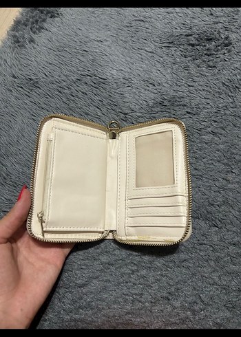 Stradivarius Beyaz Baskılı Deri Fermuarlı Kadın Cüzdanı - Görsel 6