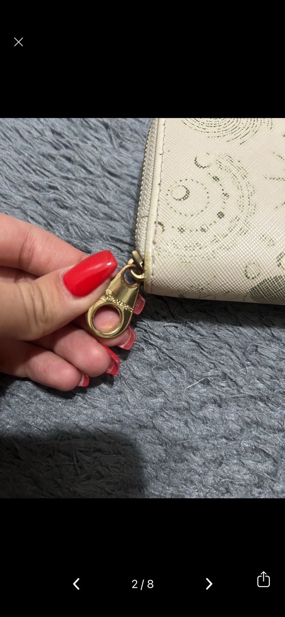 Stradivarius Beyaz Baskılı Deri Fermuarlı Kadın Cüzdanı - Görsel 3