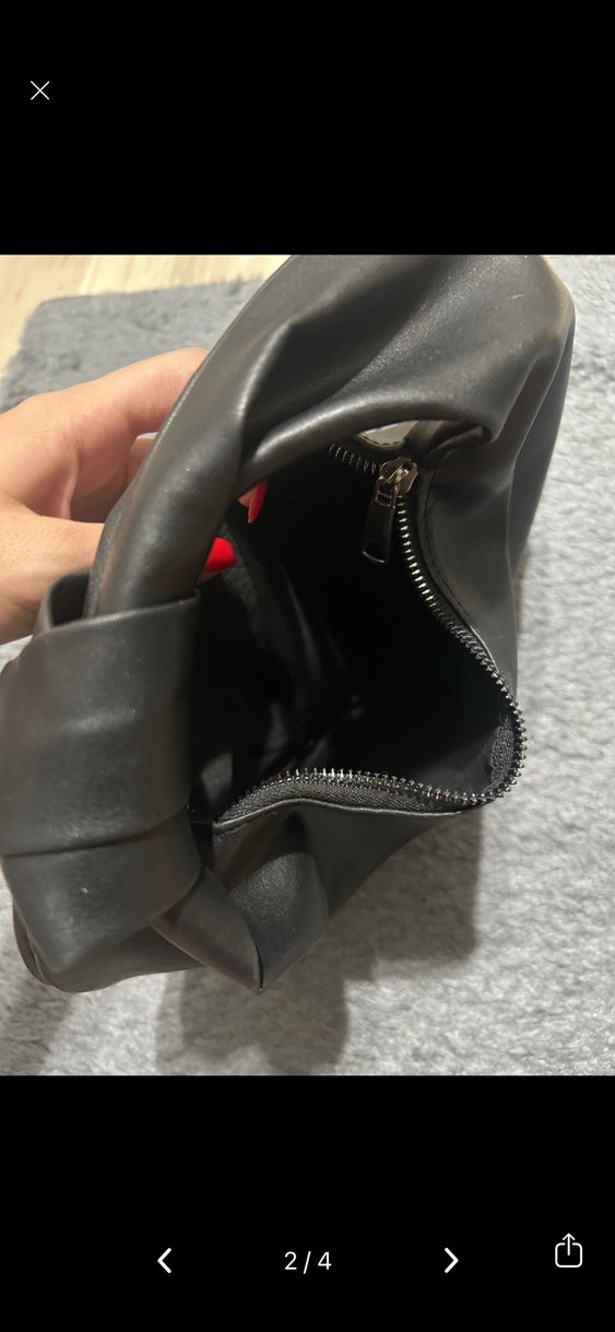 Siyah Deri Fermuarlı Minimalist Kadın Çanta - Görsel 2