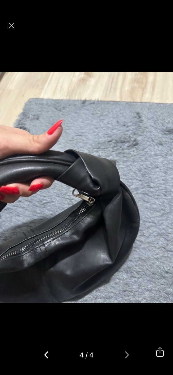 Siyah Deri Fermuarlı Minimalist Kadın Çanta - Görsel 3