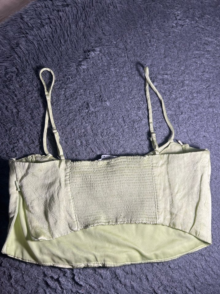 Zara Yeşil Drapeli Saten Büstiyer - Görsel 4