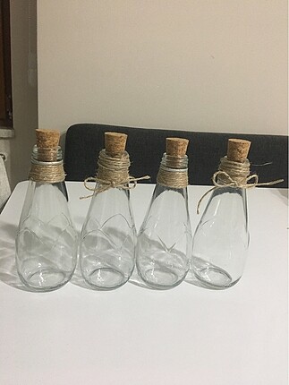 Beden 4lü jüt cam mantar tıpalı baharatlık