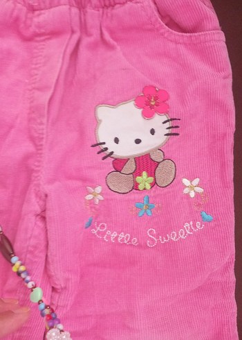 4 Yaş Beden Kız Çocuk Pembe Nakışlı içi peluş Pantolon