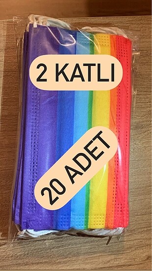 Gökkuşağı Rainbow Renkli Maske 20 Adet