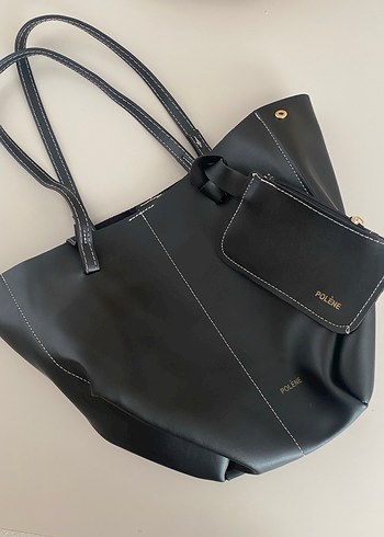Zara Siyah Deri Polene Kadın Çanta
