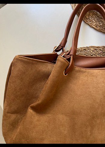 Zara Bohem Tarz Kahverengi Süet Kadın Çanta