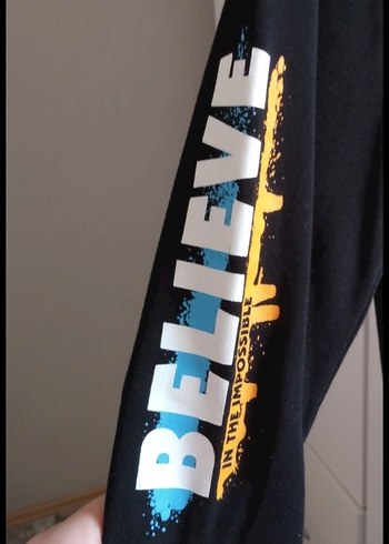 çocuk Siyah Baskılı Uzun Kollu Sweatshirt - Görsel 3