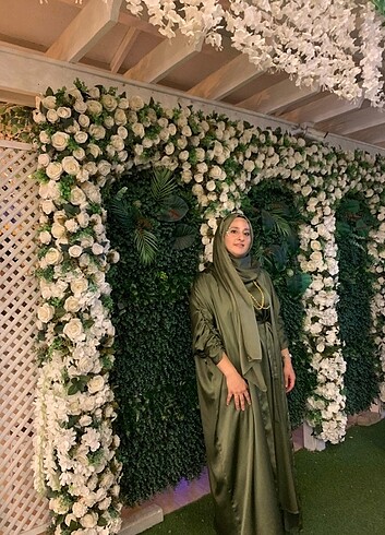 universal Beden haki Renk Abaya takımı