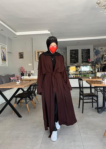 Uzun Kahverengi Kadın Abaya