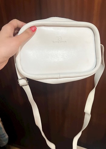 Beyaz Deri Kadın Çapraz Çanta - Görsel 3