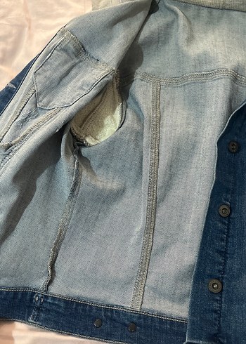 Gri Kapüşonlu Kadın Jean Ceket - Görsel 5