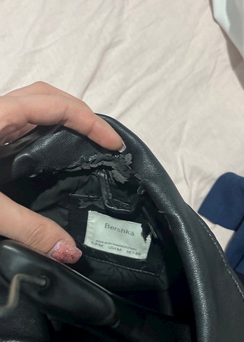 Kadın Siyah Deri Biker Ceket - Görsel 5