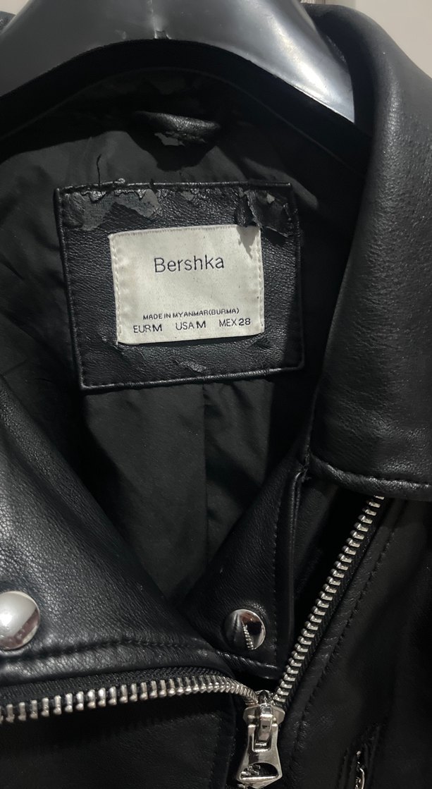 Kadın Siyah Deri Biker Ceket - Görsel 2