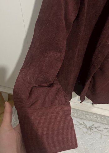 Bordo Süet Düğmeli Kadın Gömlek - Görsel 4