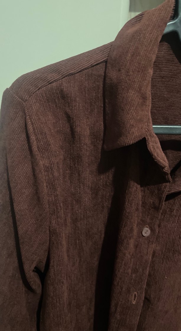 Bordo Süet Düğmeli Kadın Gömlek - Görsel 3