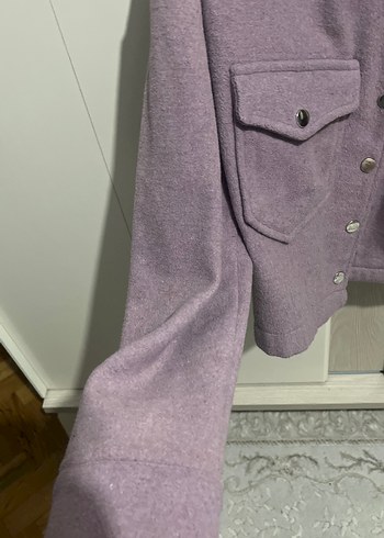 Düğmeli Mor Kadın Midi Ceket - Görsel 9