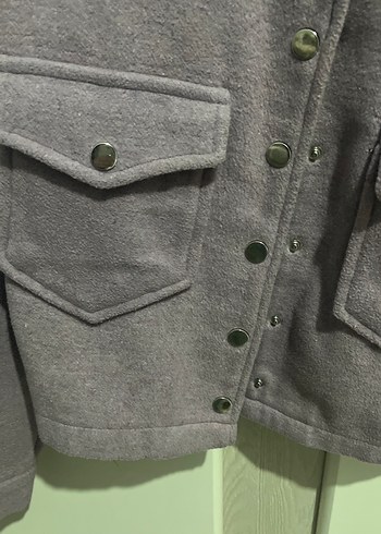 Düğmeli Mor Kadın Midi Ceket - Görsel 8