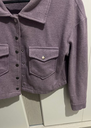Düğmeli Mor Kadın Midi Ceket - Görsel 3