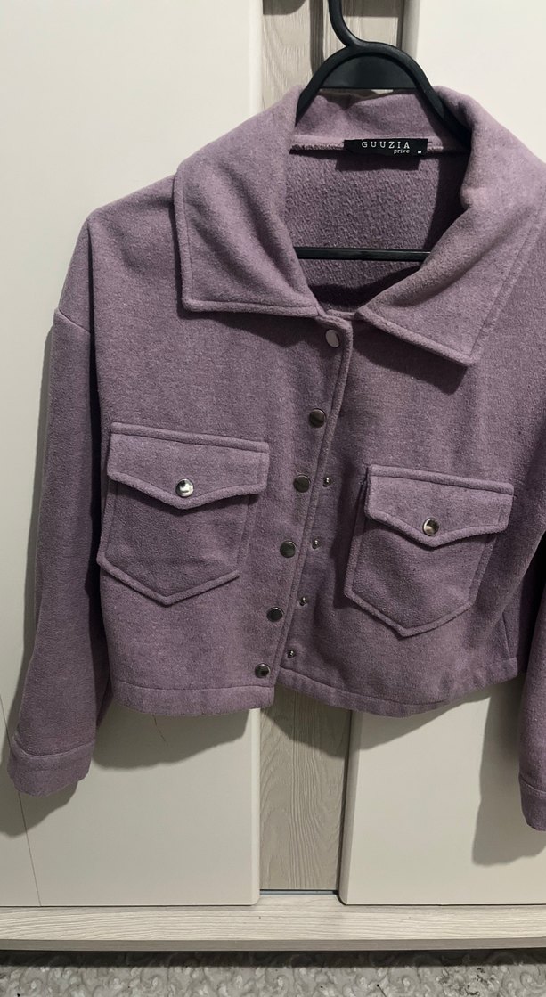 Düğmeli Mor Kadın Midi Ceket - Görsel 2