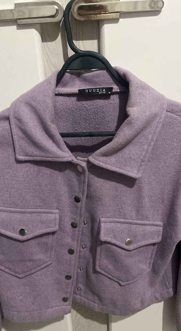 Düğmeli Mor Kadın Midi Ceket - Görsel 4