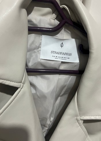 Krem Deri Kemerli Kadın Ceket - Görsel 2