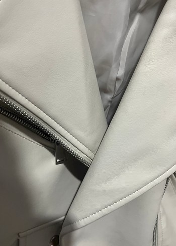 Krem Deri Kemerli Kadın Ceket - Görsel 3