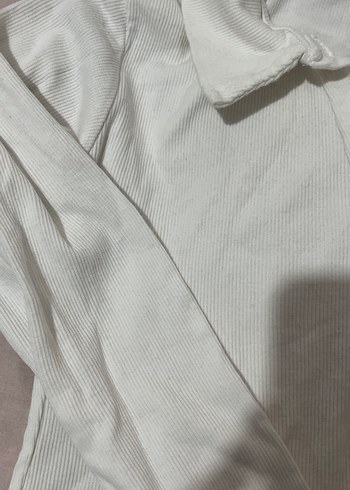 Kadın Beyaz Uzun Kollu Keten Gömlek - Görsel 3