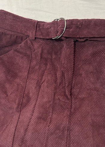 Bordo kadife Kemerli Mini Etek - Görsel 2