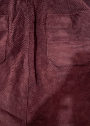 Bordo kadife Kemerli Mini Etek - Görsel 6