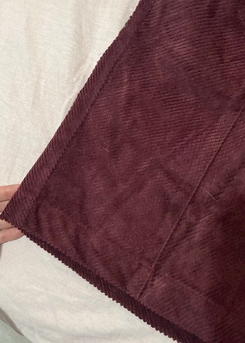 Bordo kadife Kemerli Mini Etek - Görsel 3