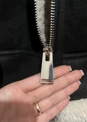 Kürklü Siyah Deri Kadın Ceket mont kaban - Görsel 4