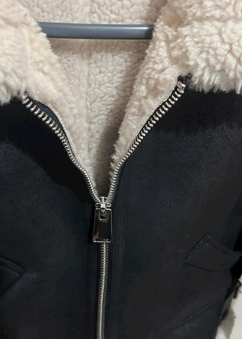 Kürklü Siyah Deri Kadın Ceket mont kaban - Görsel 3