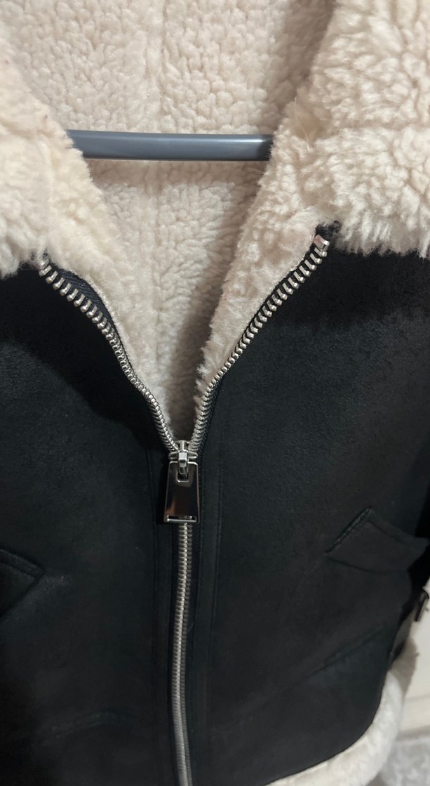 Kürklü Siyah Deri Kadın Ceket mont kaban - Görsel 3