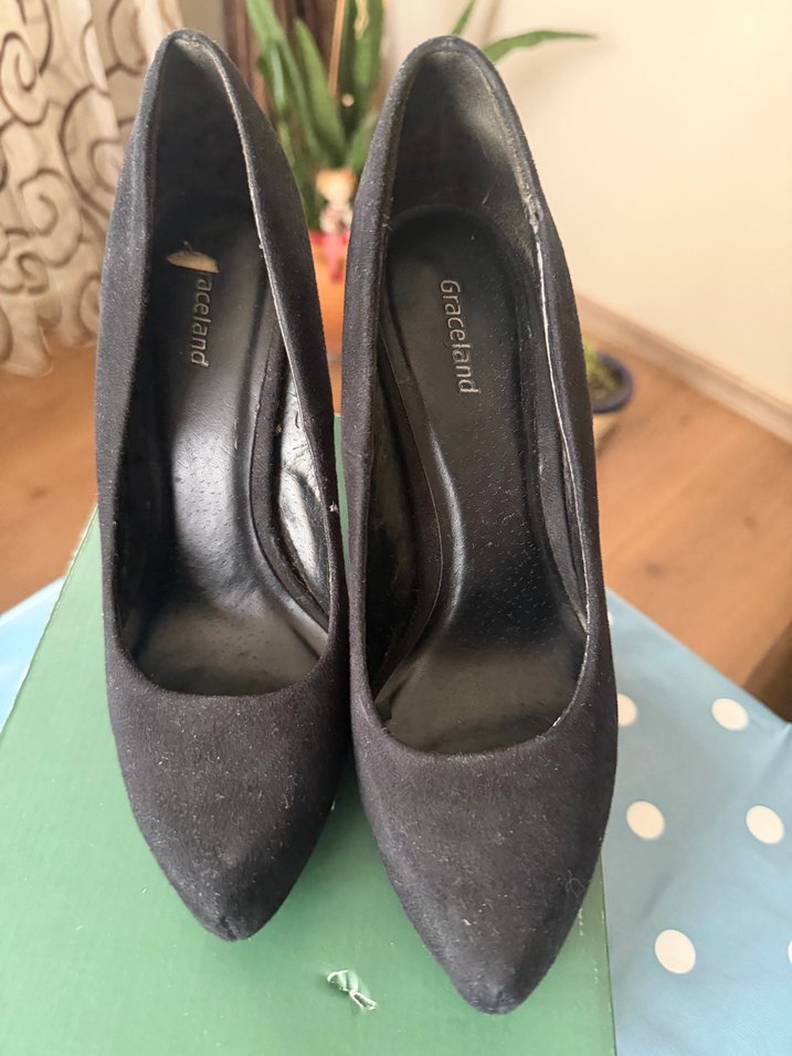 Siyah Süet Topuklu Kadın Stiletto - Görsel 3