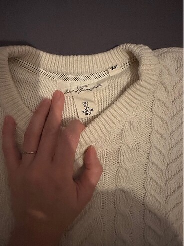 H&M H&M Saç Örgülü Krem Kazak