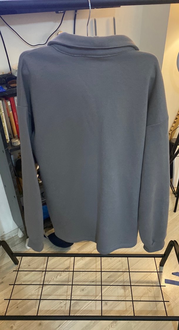 Gri Düğmeli Erkek Sweatshirt - Görsel 4