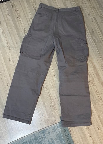 Gri Erkek Bol Kesim Kargo Pantolon - Görsel 5