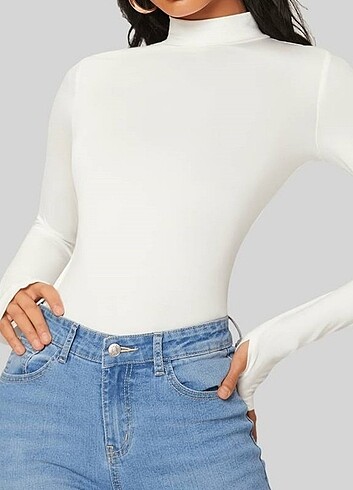Diğer Yarım balıkçı yaka parmak detaylı body