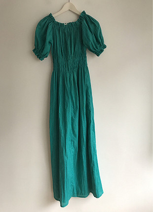 38 Beden yeşil Renk Lastik detaylı elbise
