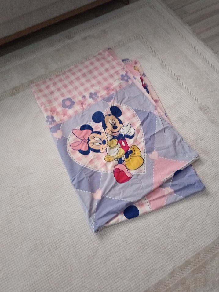 Pembe Mickey Mouse Baskılı Çocuk Uyku Seti - Görsel 2