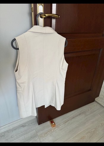 xs Beden Krem Notch Yaka Düğmeli Kadın yelek