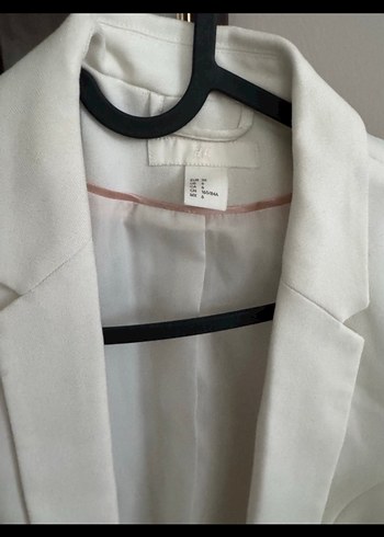 s Beden Beyaz Mini Düğmeli Kadın Blazer