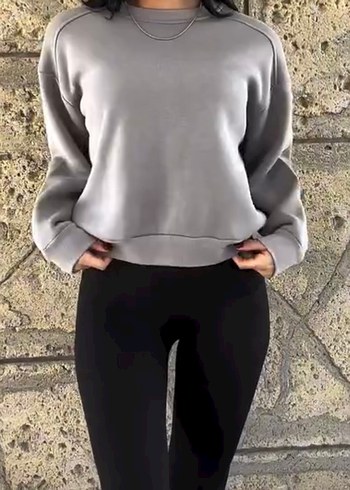 l Beden gri Renk Kışlık Bisiklet Yaka Sweatshirt