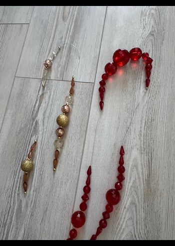 Parlak Kırmızı ve kahverengi perde süsleri - Görsel 2