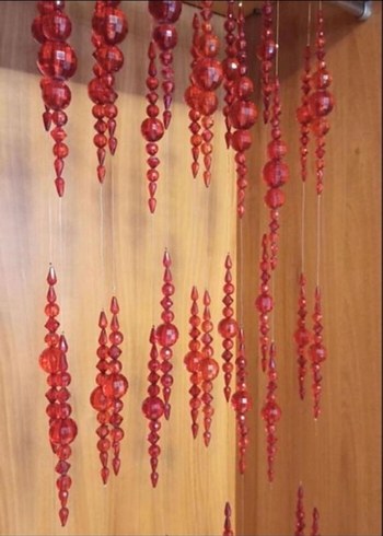 Parlak Kırmızı ve kahverengi perde süsleri - Görsel 3