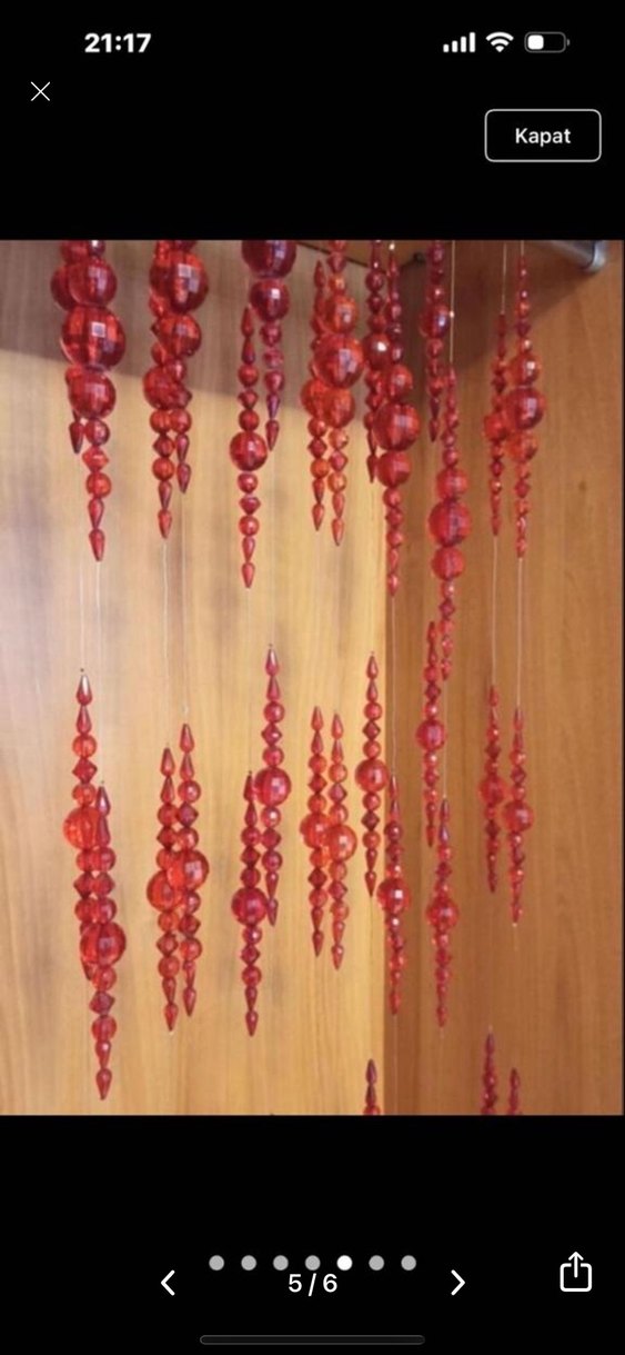 Parlak Kırmızı ve kahverengi perde süsleri - Görsel 3