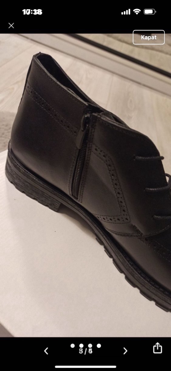 Deri Düz Siyah Erkek Ofis Botu - Görsel 4